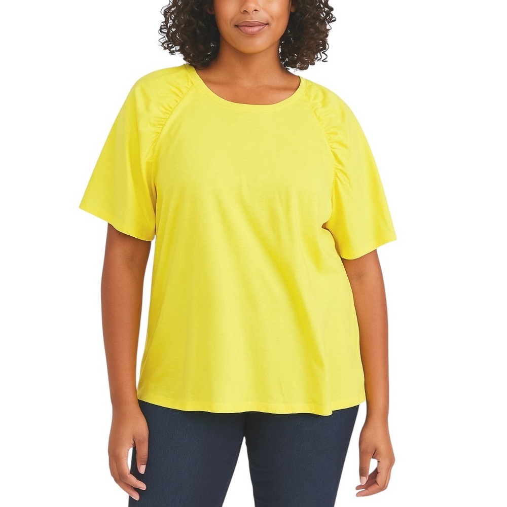 New Cupio XL Yellow Gathered SleeveTee Shirt‎